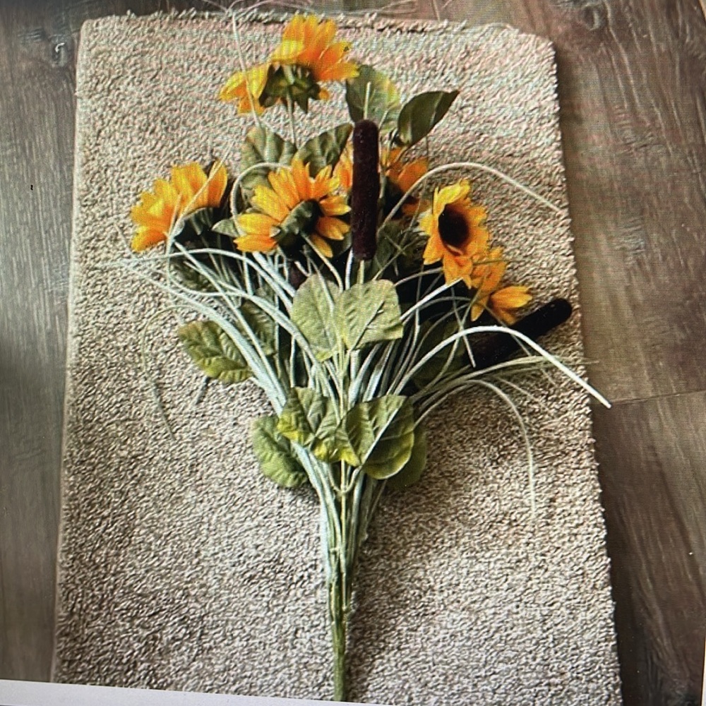 Faux Sunflower bouquet with cattails